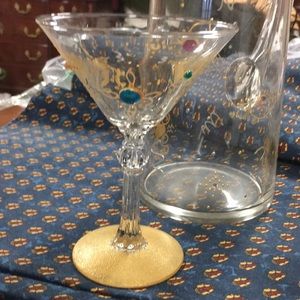 Martini Pitcher & (2) designer Martini Glasses